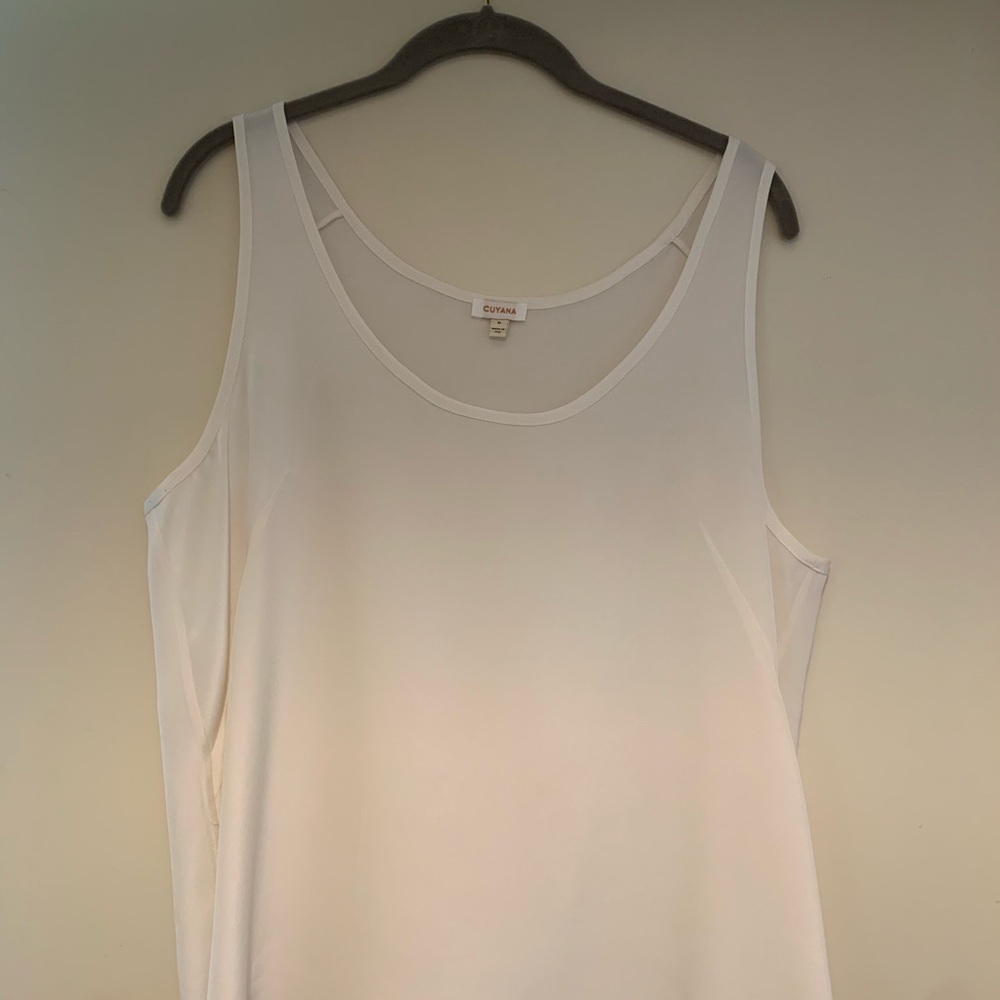 Cuyana white silk tank blouse